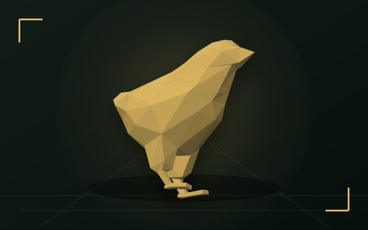 Golden Chick shown as a collapsed sliced puzzle