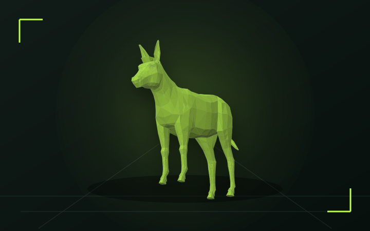 Little Donkey shown as a collapsed sliced puzzle