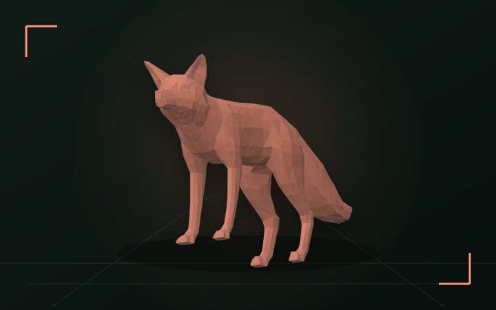 Geometric Fox shown as a collapsed sliced puzzle