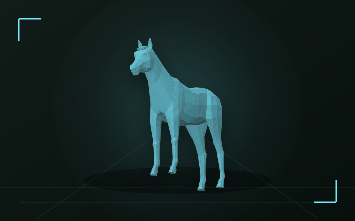 Running Horse shown as a collapsed sliced puzzle