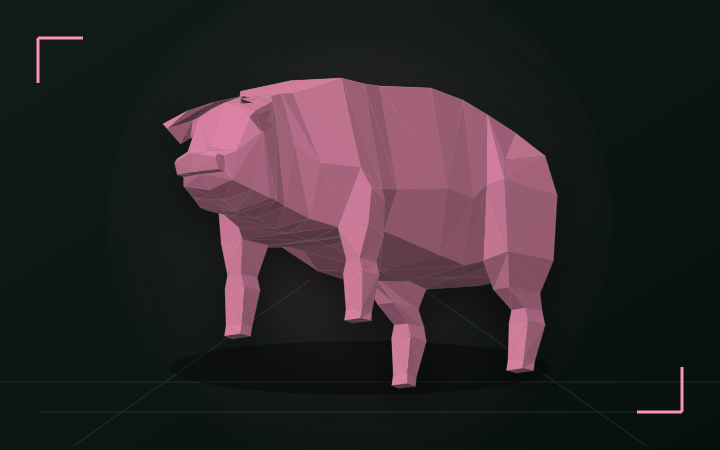 Round Piglet shown as a collapsed sliced puzzle