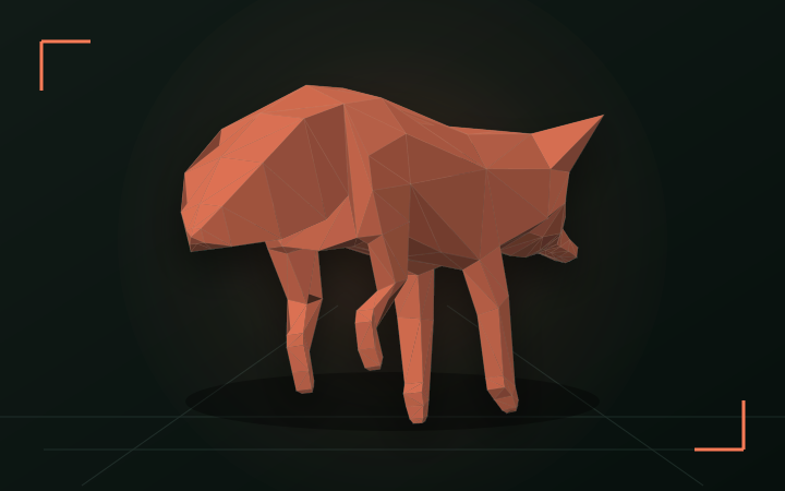 Low-Poly Red Fox shown as a collapsed sliced puzzle