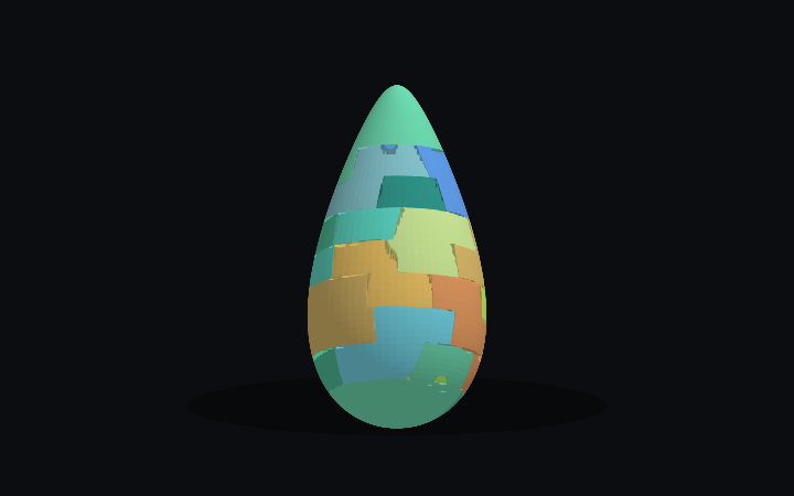 Waterdrop sliced into printable puzzle parts